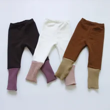 Детские плотные леггинсы в зимнем стиле; теплые бархатные леггинсы в Корейском стиле
