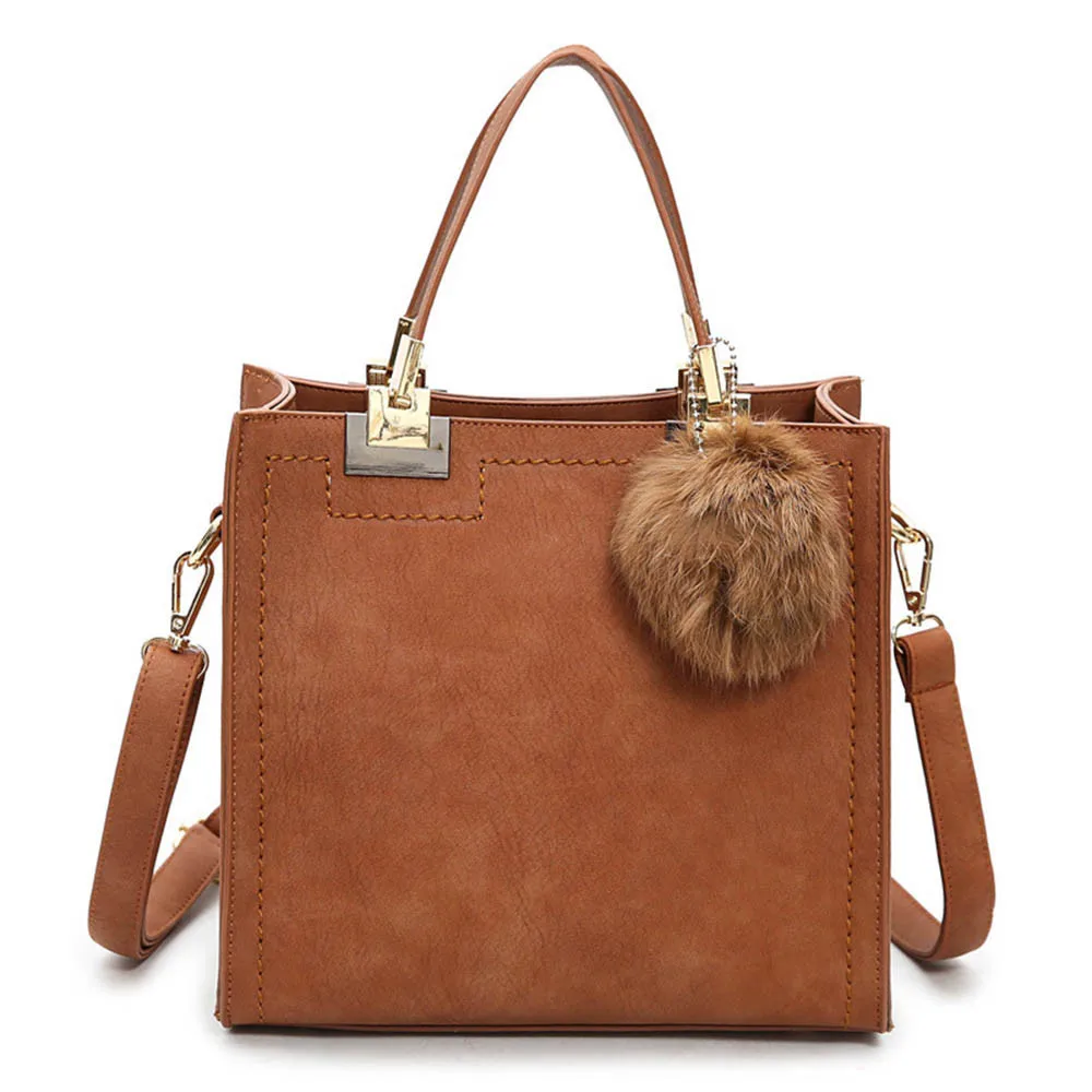 Косметички женские сумки модные ретро-сумки в Корейском стиле женская сумка тренд Hairball украшения лоскут косметичка - Цвет: brown