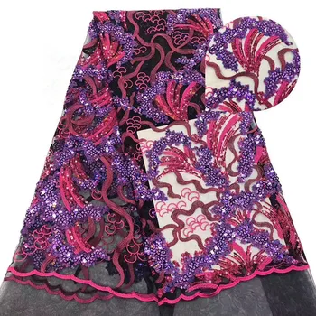 

French Nigerian Laces Fabric 2019 High Quality Tulle African Lace Fabric Sequins For Wedding African French Tulle Lace rof82-236