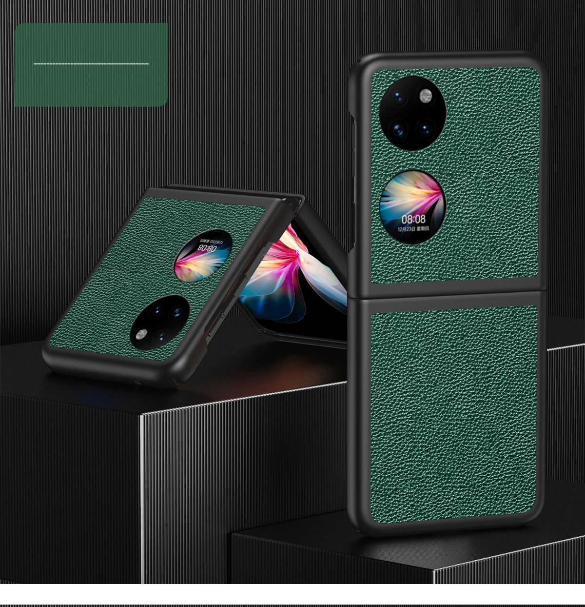 For Huawei P50 Pocket Case Luxury Clemence Skin PU Leather Hard Back Cover Case For Huawei P50Pocket P 50 HuaweiP50 Phone Coque