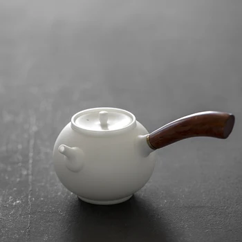 

LUWU white ceramic kyusu teapots side handle tea pot chinese kung fu tea pot drinkware 200ml