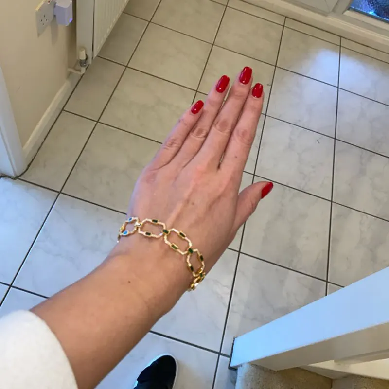 Brand Luxury Square Link Chain Bracelets Bangles Cubic Zircon CZ Vintage Bohemian Cuff Bracelets For Women Femme Fashion Jewelry