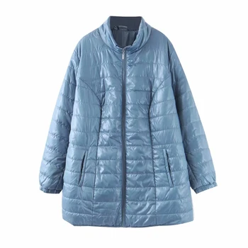 

2019 fashion new autumn and winter women's solid color light down jacket ladies stand collar simple loose warm down jacket
