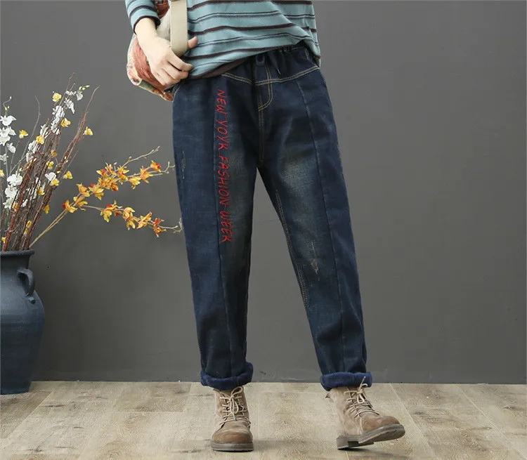 Max LuLu, корейская мода, женские повседневные джинсы из кусков, Женские винтажные шаровары, зимние меховые теплые джинсовые брюки размера плюс