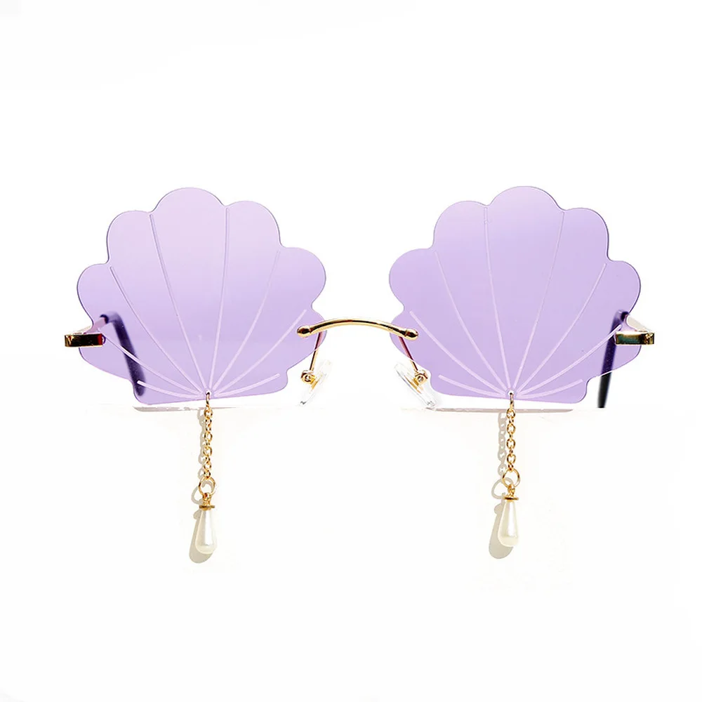 

Stylish Shell Rimless Sunglasses Women Brand Designer Vintage Steampunk Sunglasses Men UV400 Sun Glass Ladies Frameless Eyewear