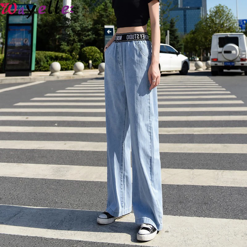 

Jeans Women 2019 High Waist Jeans Women High Waist Jeans Loose Hip Hop Wide Leg Pants Women Korean Chic Streetwear Jeans Pants
