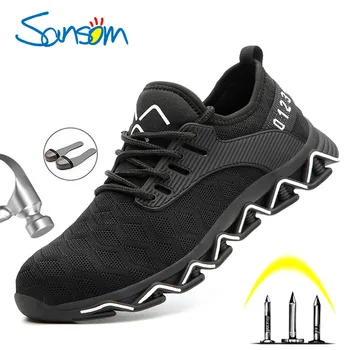 

SANSOM New Design Safety Work Shoes Boots For Men Anti-Smashing Steel Toe Boots Men Construction Shoes Safety Boots Sneakers