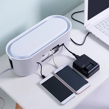 

Cable Management Box - Stylish Cord Organizer Box Hides Power Strip and Keeps Cords Untangled - Surge Protector Cover