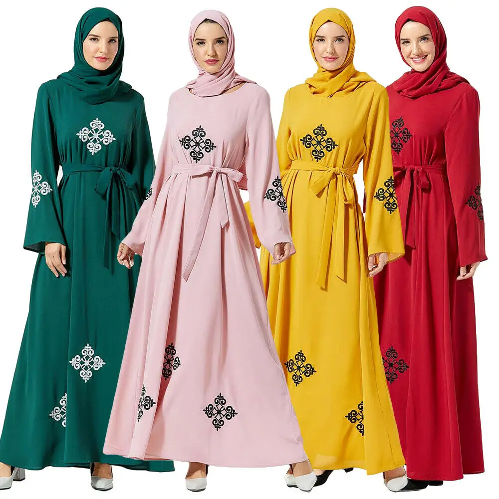 Abaya Дубай, женское макси платье, кафтан, мусульманский, длинный рукав, джилбаб, халаты с вышивкой этнические, праздничные, Коктейльные, свободная одежда, модное платье