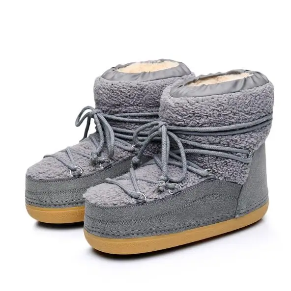 De niños de cuero genuino botas de nieve de invierno de 2019 niñas de lentejuelas zapatos de algodón chico Barco de bebé de terciopelo de algodón cálido botas - 3