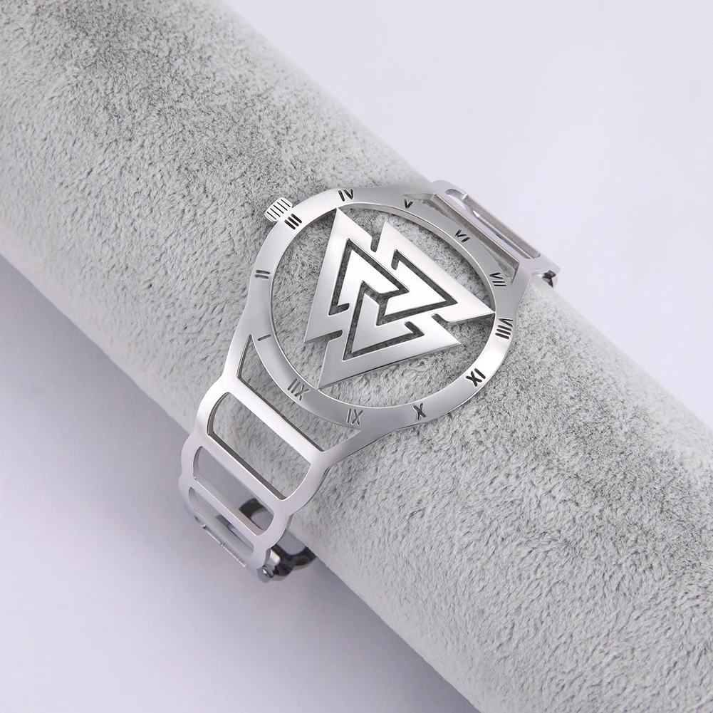Рыболовный крючок Руна Triquetra Викинг Вика древний амулет часы полые нержавеющая сталь браслет манжета браслет для мужчин и женщин подарок