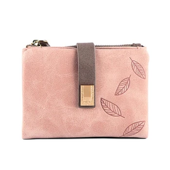 

Engraved Leaves Small Wallet Women Wristlet Brand Women Purse Soft Pu Leather Ladies Wallet Card Holder Mini Girl Purse Clutch