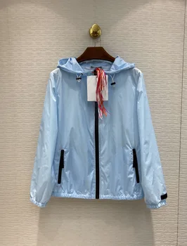 

2020 Summer Thin Breathable Hooded Sun Protection Jacket Coat Fashion Luxury Brand Women Long Sleeve Zipper All-match Silm Coats