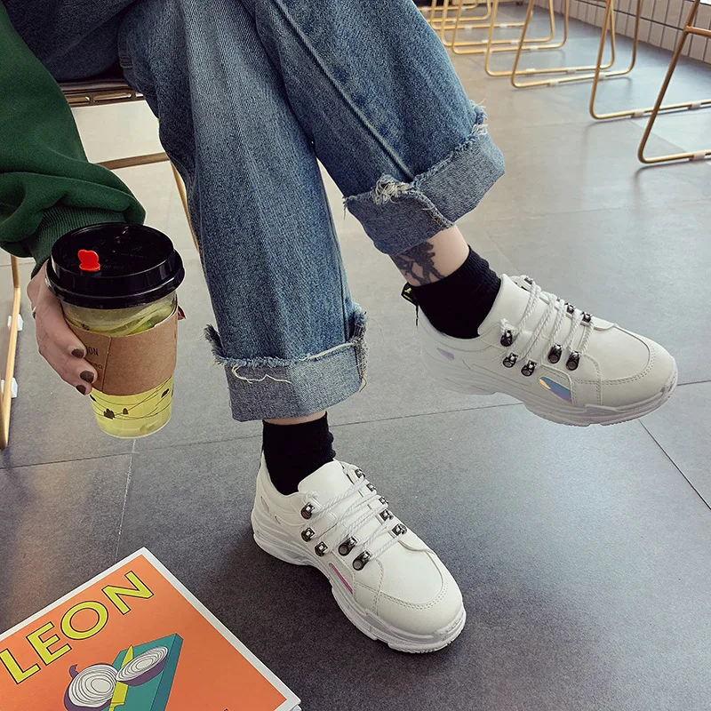 

2020 new Classic White Sneakers Women Casual Female spring and Summer Lace-Up Flat Trainers Fashion Vulcanize Shoes J13-40