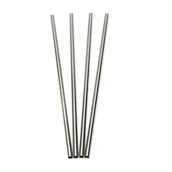 

New 4Pcs Metal Drinking 304 Stainless Steel Straw Straight Straws for Juice Coffee Drink 8mm by 0.5mm