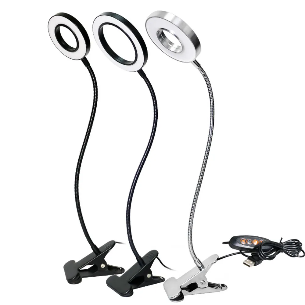 

USB Power Led Lamp clip Reading Light black Flexible hose table Desk book Headboard study LED light clip dimmable bright
