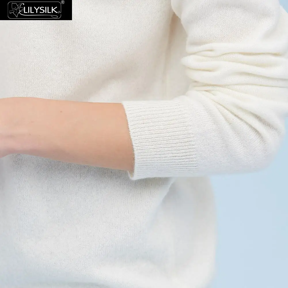 LilySilk кашемировый свитер женский длинный рукав водолазка пуловер мягкий легкий зимний женский черный белый