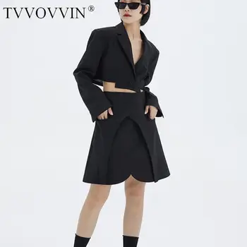 

TVVOVVIN Suit Blazer Women Asymmetry Short Women Blazers Jackets Vintage Casual Black Womens Blazers Long Sleeve Fashion GQQJ