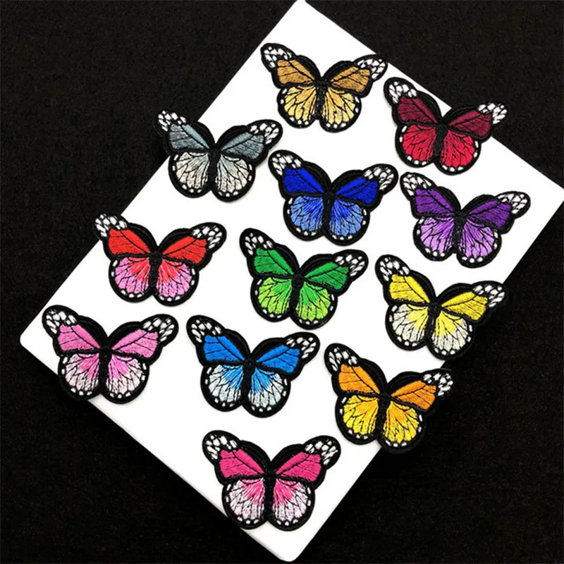10pcs sew on Butterfly Embroidery Patch For Clothing Multicolor Appliques Badge Stickers For