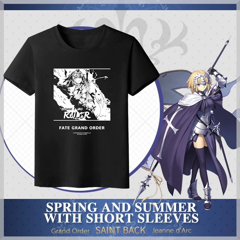 Хлопковая черная футболка Fate Grand Order Joan