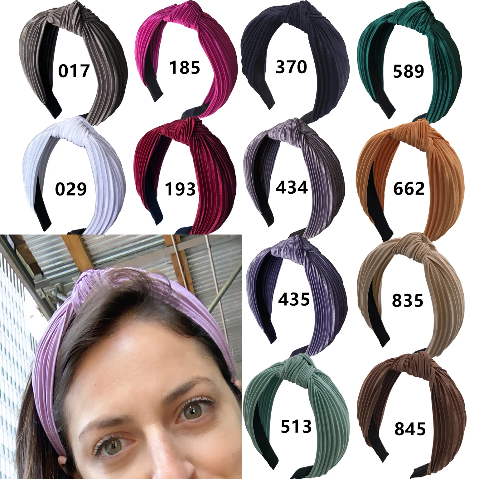 Pleated Fabric Hairbands Girls Women Lady Knot Headbands Turban Non-slip wrinkle Fabric Headband Hair Hoop Accessories solid color square hairscarf silk satin hair scarf soft neckerchief pleated small hair scarf decorative headscarf headwear