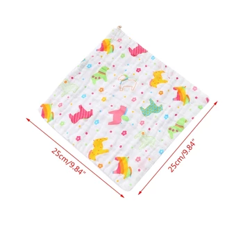 

12Pcs Baby Muslin Cotton Washcloth Cartoon Animals 6 Layers Newborn Face Towel 67JB