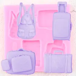 3D сумка, чемодан, Силиконовые формы ручной работы, инструменты для украшения торта на день рождения, помадка, форма для конфет, полимер