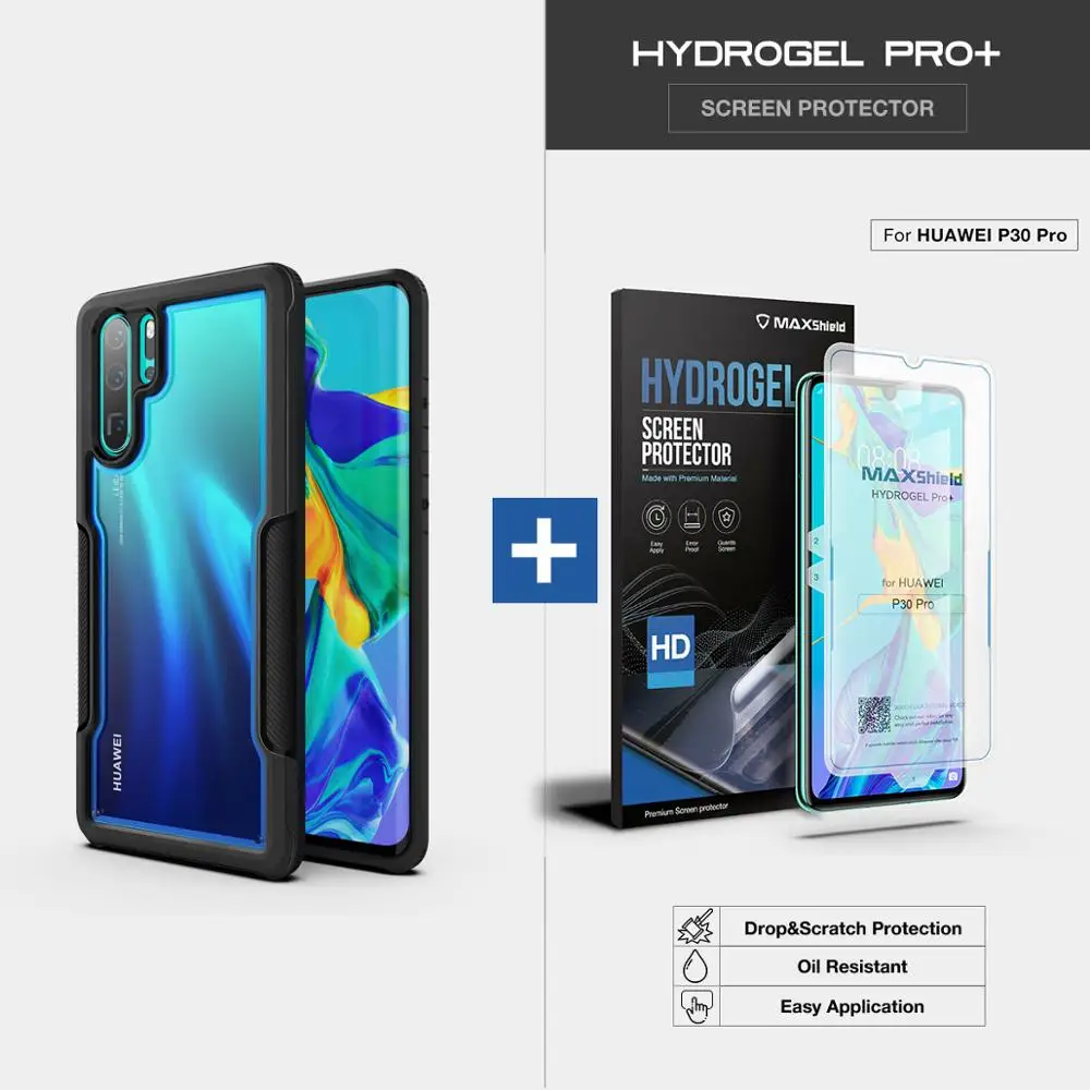 Maxshield для huawei P30 Pro Чехол( выпуск) Ударопрочный сверхмощный гибридный защитный ТПУ бампер PC прозрачная задняя крышка - Цвет: Blue with SP