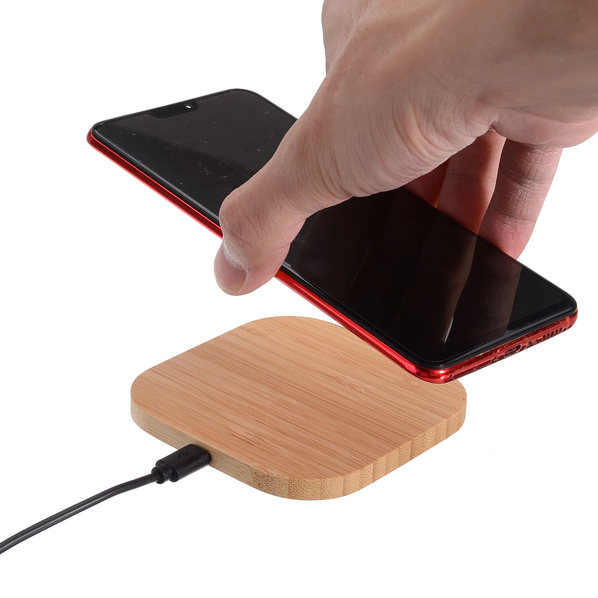 Portable Square Wood Bamboo Qi Wireless Charger Charging Pad Mat For iPhone 8 Plus X Samsung Galaxy S6/S6 Edge For Nexus 4 5 6