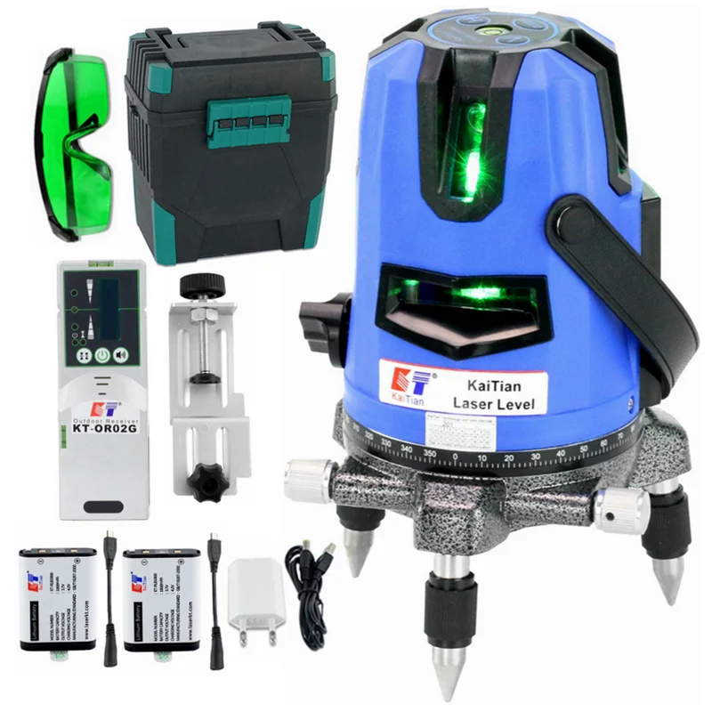 

Kaitian Green Laser Level Receiver 3Lines 4 Points Self-Leveling Horizontal&Vertical Cross Powerful 532nm Level Nivel Laser Line