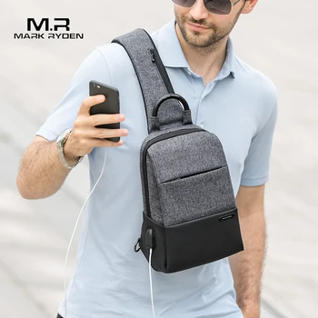 

Mark Ryden Multifunctional Sling Bag Men Pockets Waterproof Crossbody Bag USB Charging Messengers Chest Bag Shoulder Bag Male
