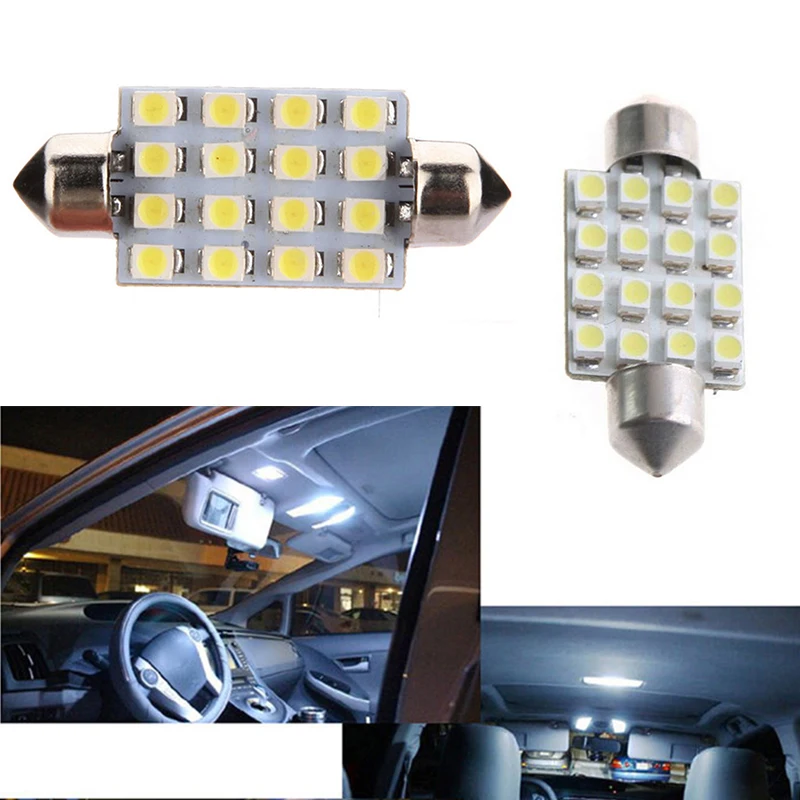 10 шт. белый 42 мм 16SMD Автомобильный светодиодный купольная гирлянда для интерьера грузовой свет лампы plug and play