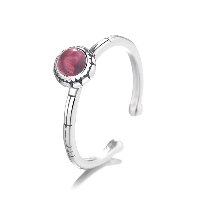 Bijoux, простой стиль, 925 пробы, серебро, красный кристалл, кольца для женщин, подарки, большие Регулируемые кольца на палец