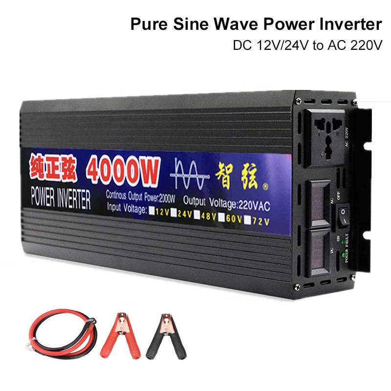 Verraad Richtlijnen Slim Zuivere Sinus Omvormer 3000W 4000W Transformator Zonne energie Omvormer Dc  12V 24V Naar Ac 220V Converter Auto Micro Omvormers|Omvormers & Converters|  - AliExpress