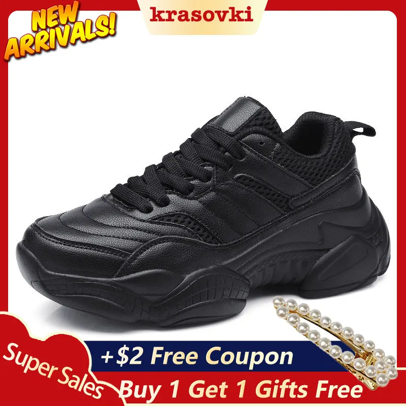 

Krasovki Sneakers Women Spring Autumn Dropshipping Thick Bottom Fashion Leisure Lace Breathable Cross Tied Round Toe Women Shoes