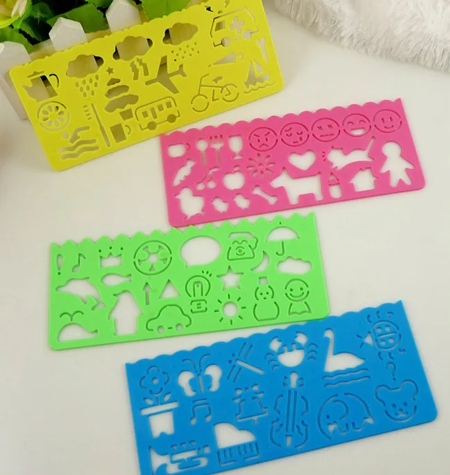 

4pcs/Set Candy Colorful Drawing Template Ruler Gift Stationery bookmark Children Material Escolar