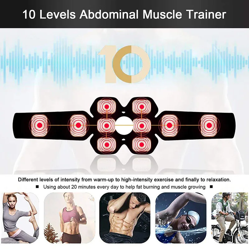 Muscle Stimulator Vibration Belt EMS Massager Toner Abdominal Muscle Trainer Body Slimming Machine Fitness Training Weight Loss