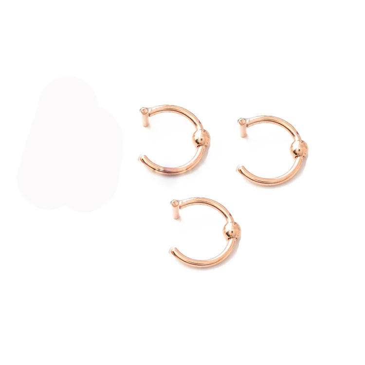 5/10pcs 6 Color 9mm Punk Stainless Steel Human Body Piercing Fake ball Lip Ring fake Nose ring No Hole Punk Jewelry women gift - Окраска металла: Rose gold