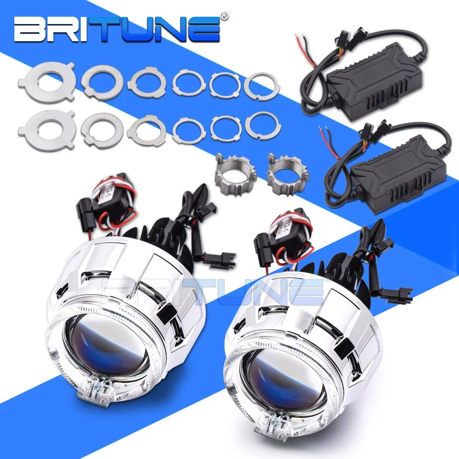 Bi-led Lens Tuning Car Universal LED Projector 1.8/2.0'' H4 H7 H1 9005 9006 Angel Eyes Lights Headlight Lenses Accessories DIY