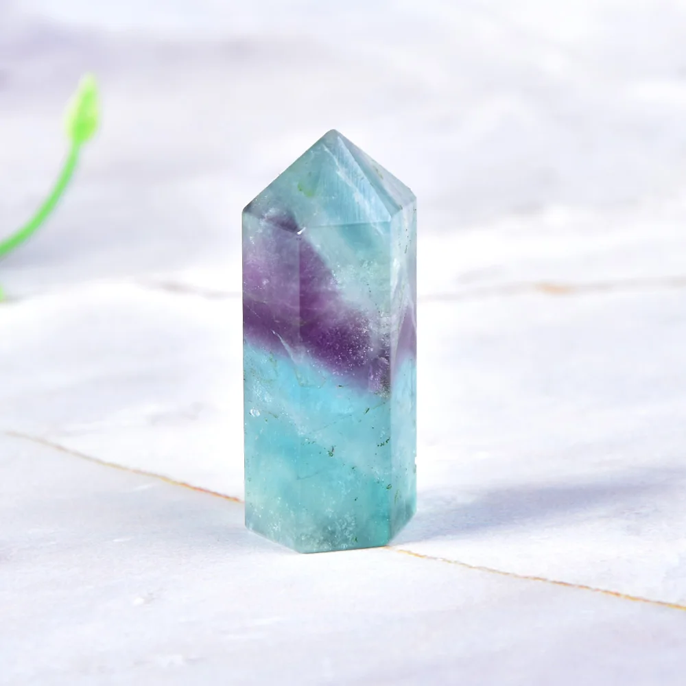 colours fluorite Натуральный кристалл флюорит шестиугольная колонна Кристалл точечная целебная палочка минеральный кристалл украшение дома камень DIY подарок 1 шт - Цвет: colours fluorite