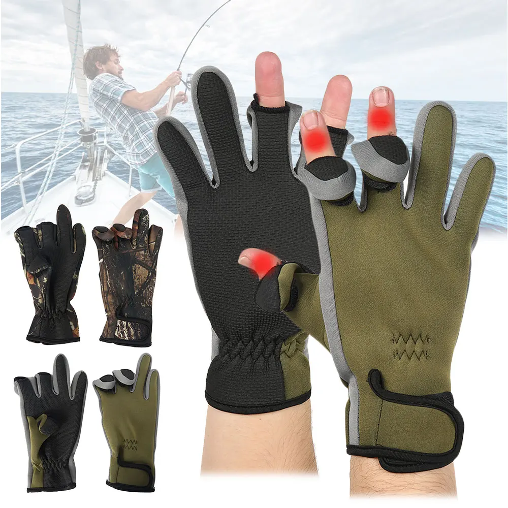Перчатки для рыбалки, водонепроницаемые перчатки с тремя пальцами, противоскользящая альпинистская перчатка, перчатки для спорта на открытом воздухе, походные перчатки, зимние теплые перчатки