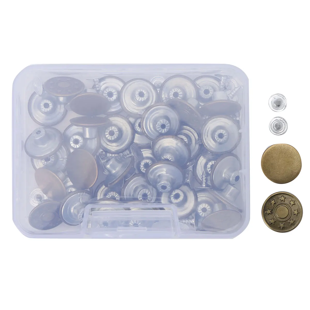 40 Sets Metal Denim Jeans Tack Snap Buttons Rivets For Repair  Replacement+Box