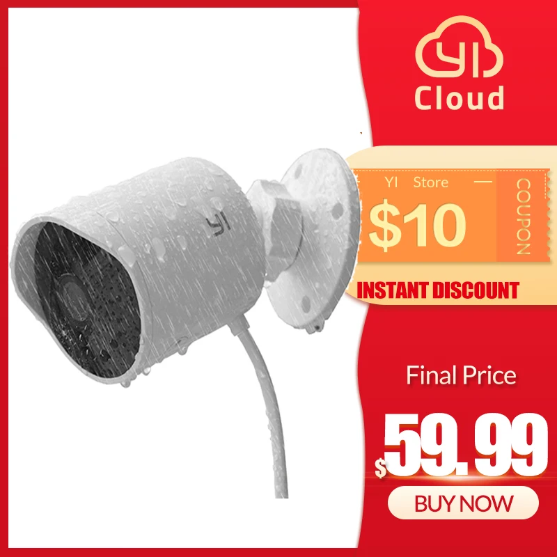  YI Wifi Outdoor Camera 2.4G Wireless Security IP Cam Resolution Waterproof Motion Detection Securit