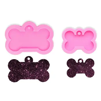 

Silicone Bone Shape Pendant Resin Mold DIY Dog Tag Keychain Resin Casting Mold F3MF