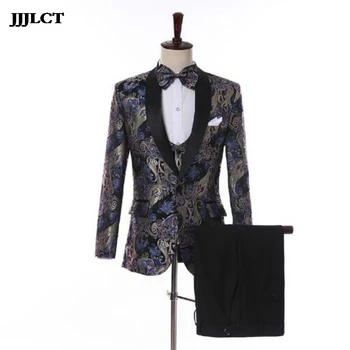 

Trend casual small suit suit men's three-piece Korean version of the self-cultivation business jacket wedding dress gown