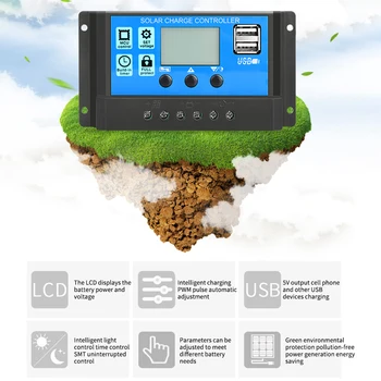 

Solar Controller 30A / 20A 12V 24V Battery Charger LCD Dual USB Solar Panel Regulator