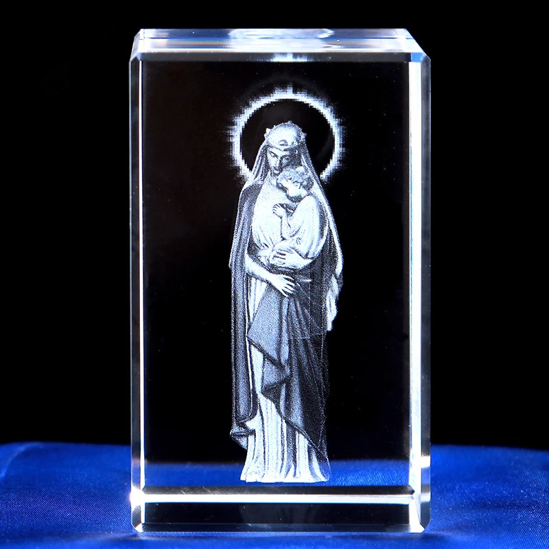 Христианский Декор 3D лазер K9 кристалл внутри резьба подарки Иисус, Дева Мария распятие церковь сувениры Внутренняя гравировка ремесла - Цвет: Hold The Baby