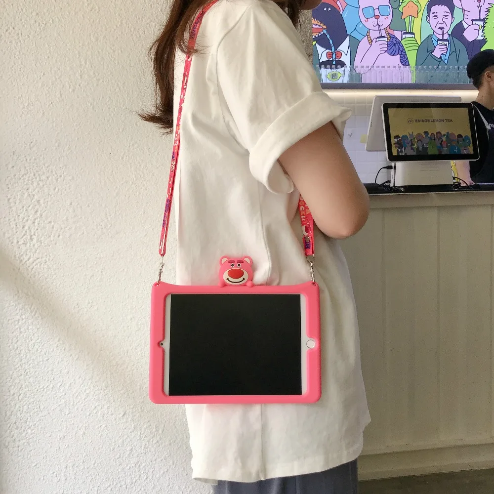 Милый детский чехол для iPad Mini 1/2/3/4/5 Mini 5 4 3 2 1 Mini5 Mini4 Mini3 7,9 '', мягкий силиконовый чехол-подставка из поликарбоната+ ремешок