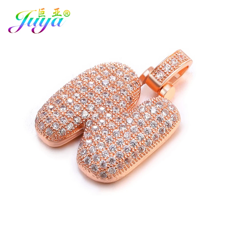 Rose Gold Juya DIY 26 буквы алфавита кулоны с надписями принадлежности для женщин и мужчин модный микро-паве Циркон ручной работы Изготовление ювелирных изделий - Окраска металла: Rose Gold