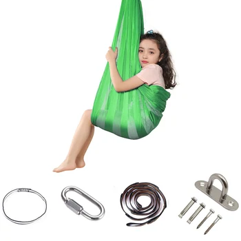 

ADHD Garden Indoor Outdoor Autism Kids Hammock Aspergers Adjustable Ultra Soft Therapy Swing Mesh Cloth Training Easy Install